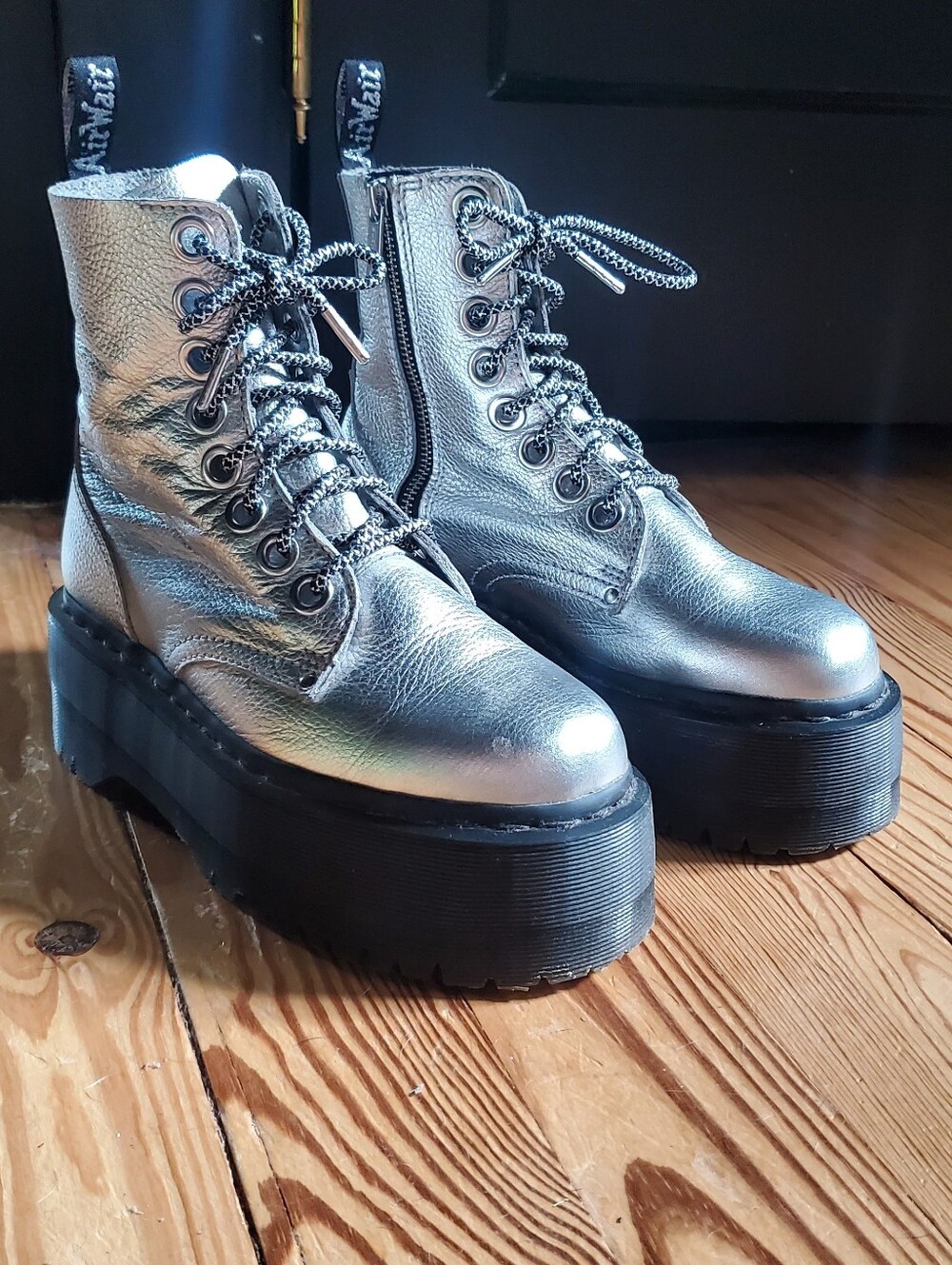 Dr. Martens Jadon Max silver platform boots size 7